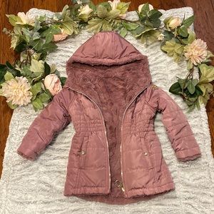 Purple DKNY toddler girl size 4T winter jacket.